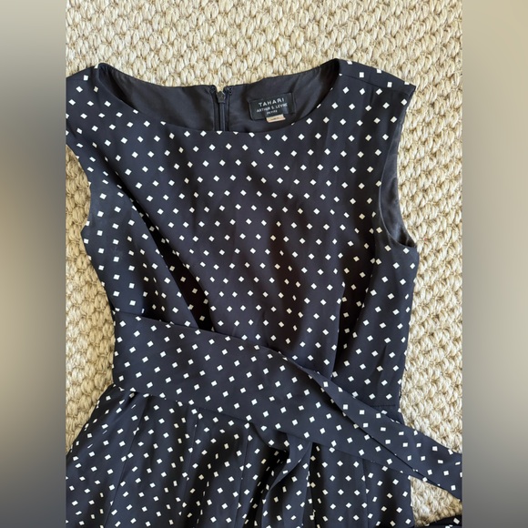 Anthropologie Tahari Arthur S Levine Black and White Polka Dot Dress Size 2P - Picture 5 of 6